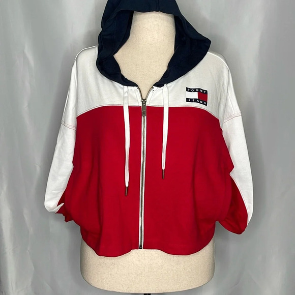 TOMMY JEANS
Women's Colorblocked Zippered Drawstring Hoodie/Sz XL - Picture 2 of 11